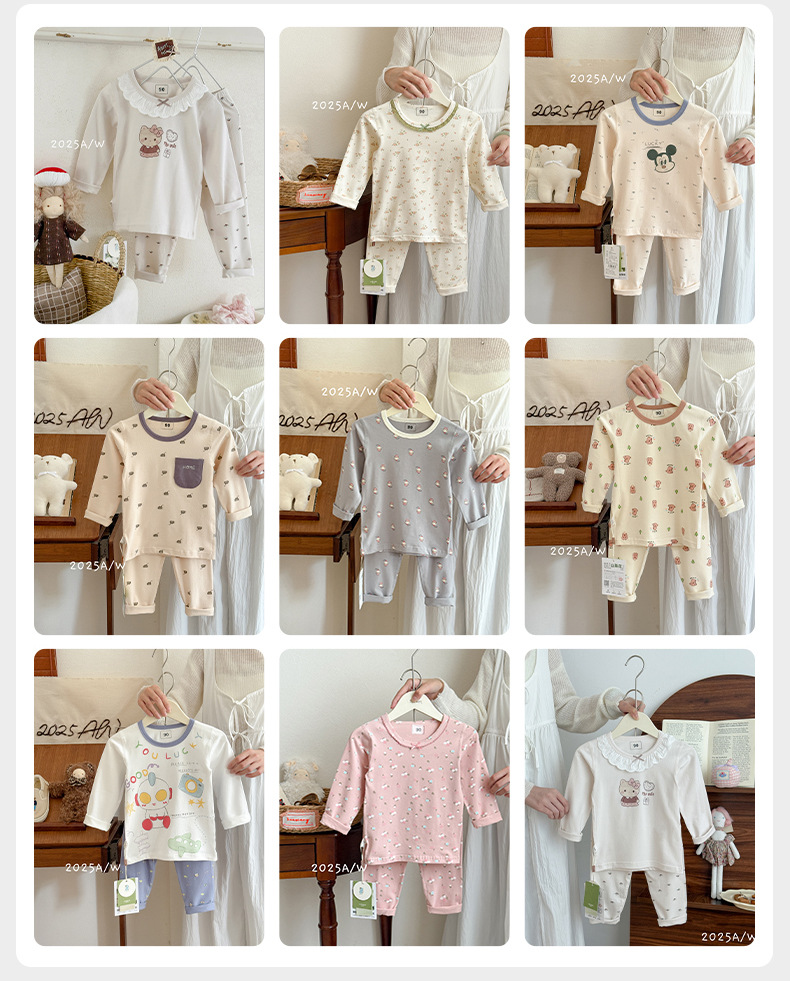 2025绿博尔现货批发a类卡通亲肤莱卡棉儿童家居服秋衣秋裤套装详情21