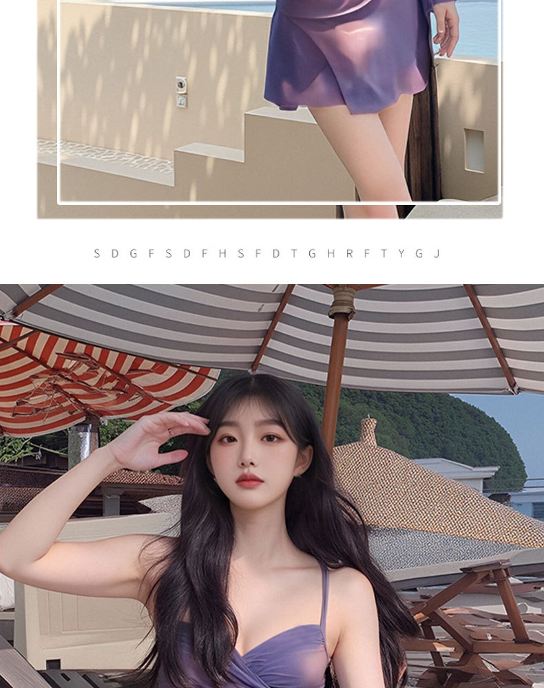 2025新款泳衣女性感紫色网纱比基尼透视包臀裙套装温泉显瘦度假-125106详情13
