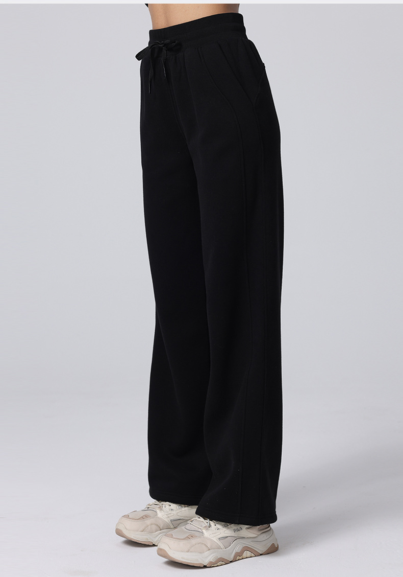 High-waisted yoga pants for autumn and winter, casual straight-leg wide-leg pants, Scuba versatile for commuting, running with fleece sweatpants for women pic 19