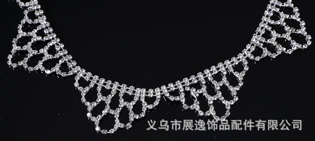 欧美爆款不规则流苏手缝钻链diy服装禾服鞋饰包装饰链厂家批发详情5