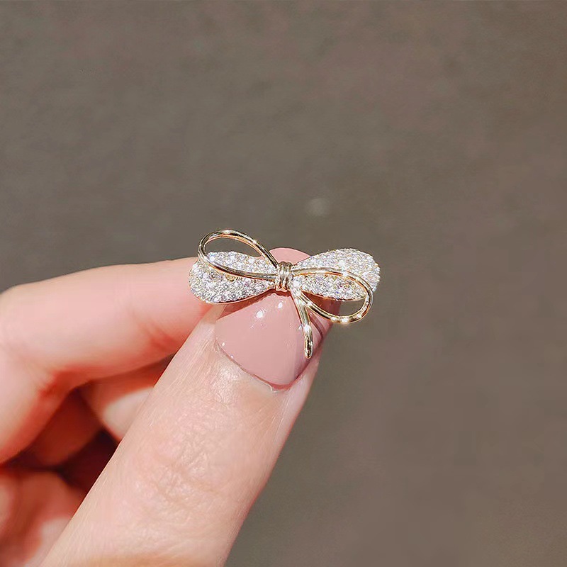 时尚猫眼石蝴蝶结领针胸针女百搭可爱防走光别针固定防走光潮流胸详情13