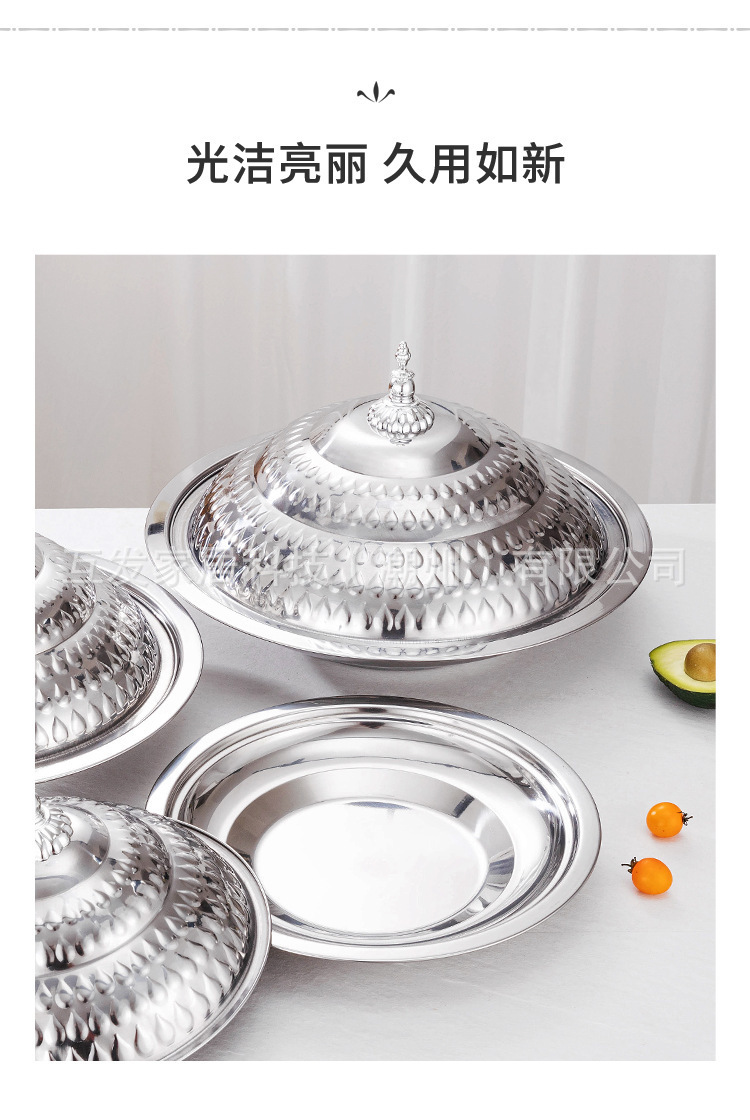 跨境出口中东非洲金色复古酒店用加厚加深印花带盖水滴盖盘批发详情9