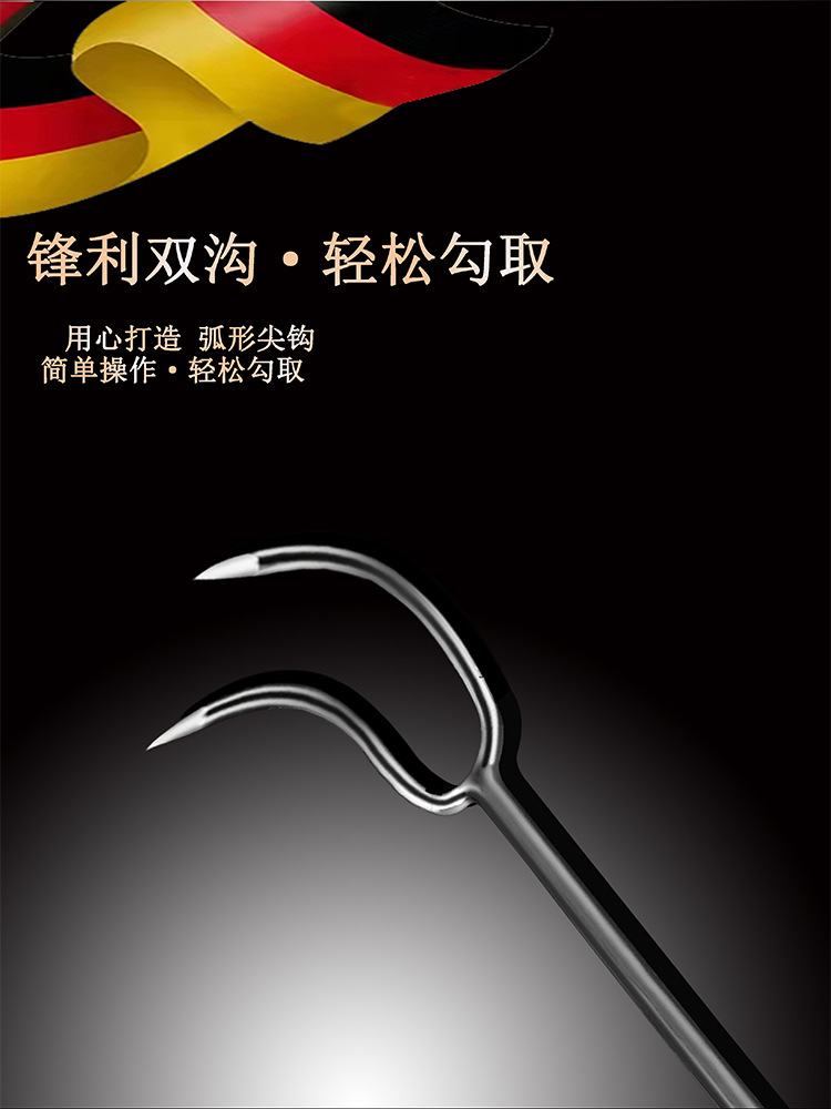 厂家批发不锈钢捞肉钩肉叉子长柄肉抓木柄烧腊钩子厨房家用卤肉钩详情8