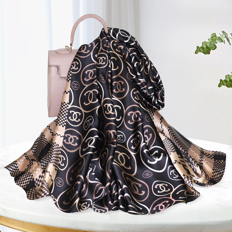 夏季仿真丝丝巾时尚高档大牌长巾防晒真丝丝巾批发围巾披风女夏天详情26