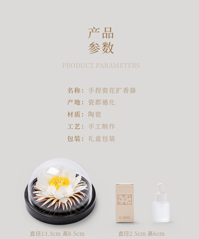 手工牡丹花礼物跨境工艺品车载香薰摆件高级感小众陶瓷花伴手礼品详情21