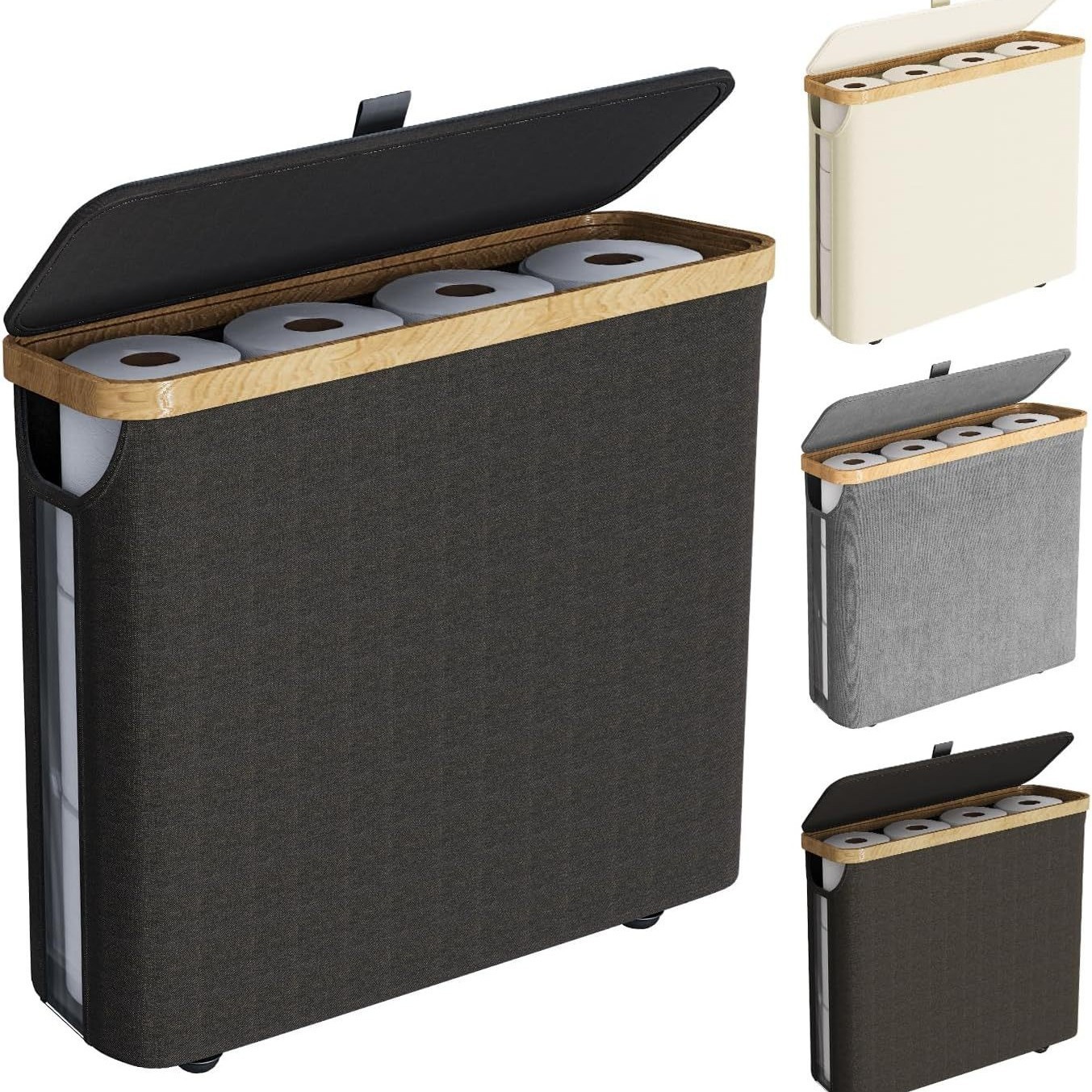 跨境卫生间清洁纸巾篮可折叠带盖卷纸盒布艺中号厨房收纳篮可折叠详情2