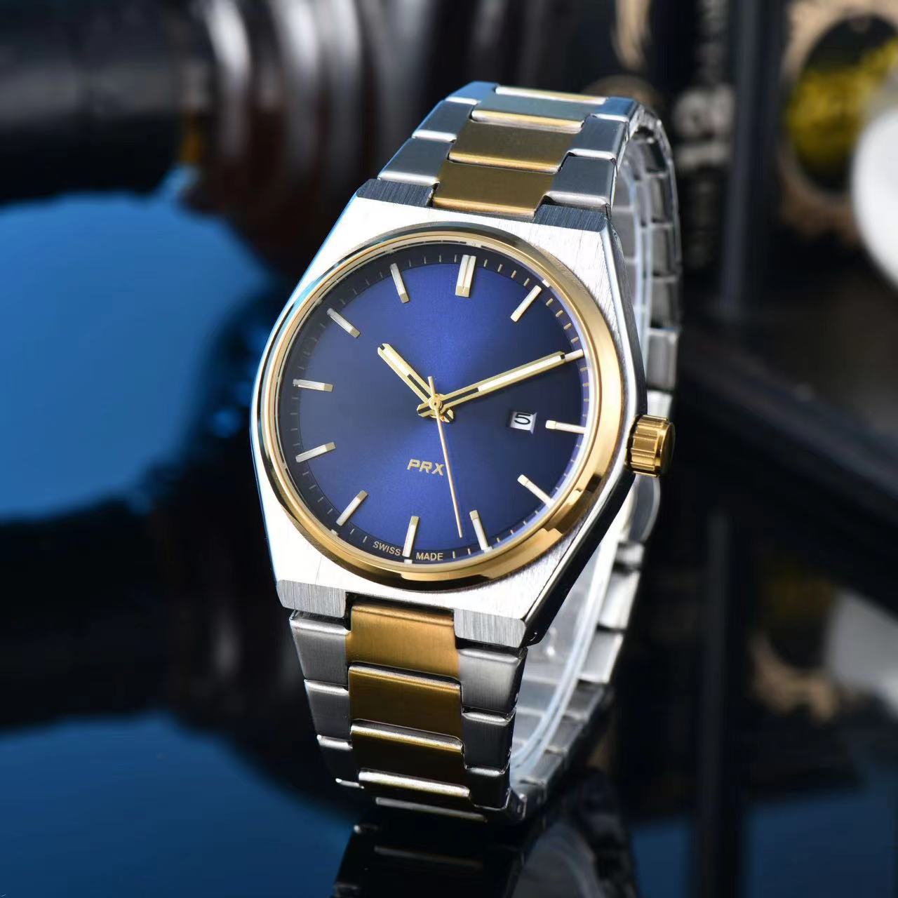 外贸爆款天家梭织油光闪亮格子面盘商务休闲石英日历手表现货批发详情25