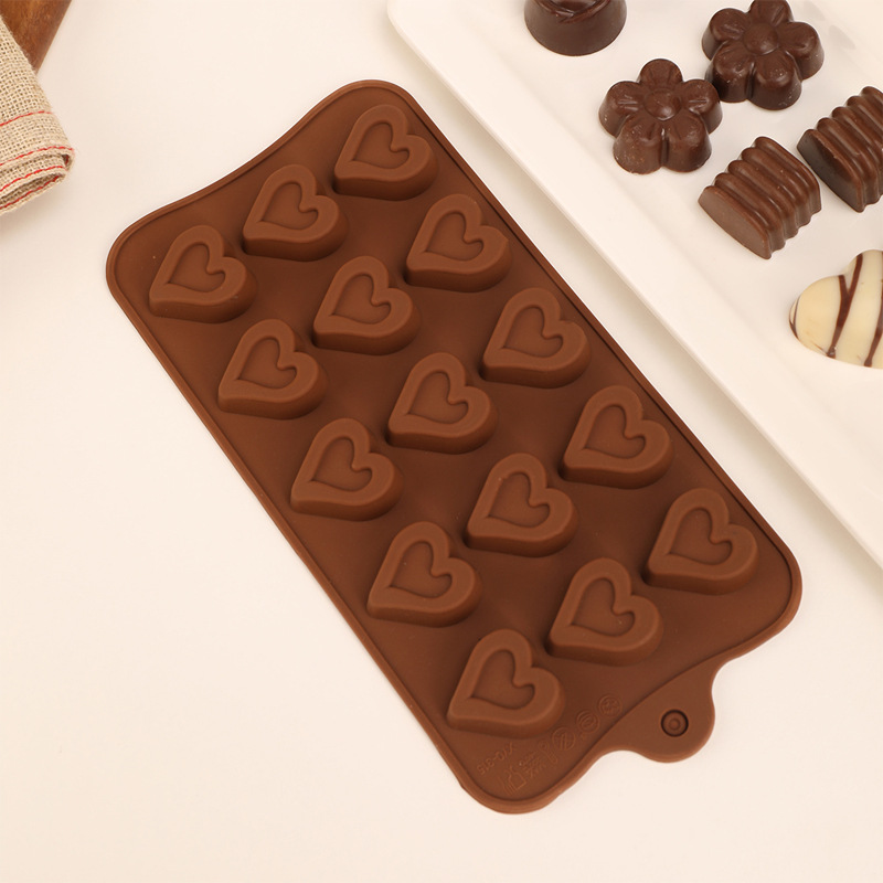 diy Christmas silicone heart-shaped flower chocolate mold making heart-shaped ice mold jelly pudding hand tool mold pic 1