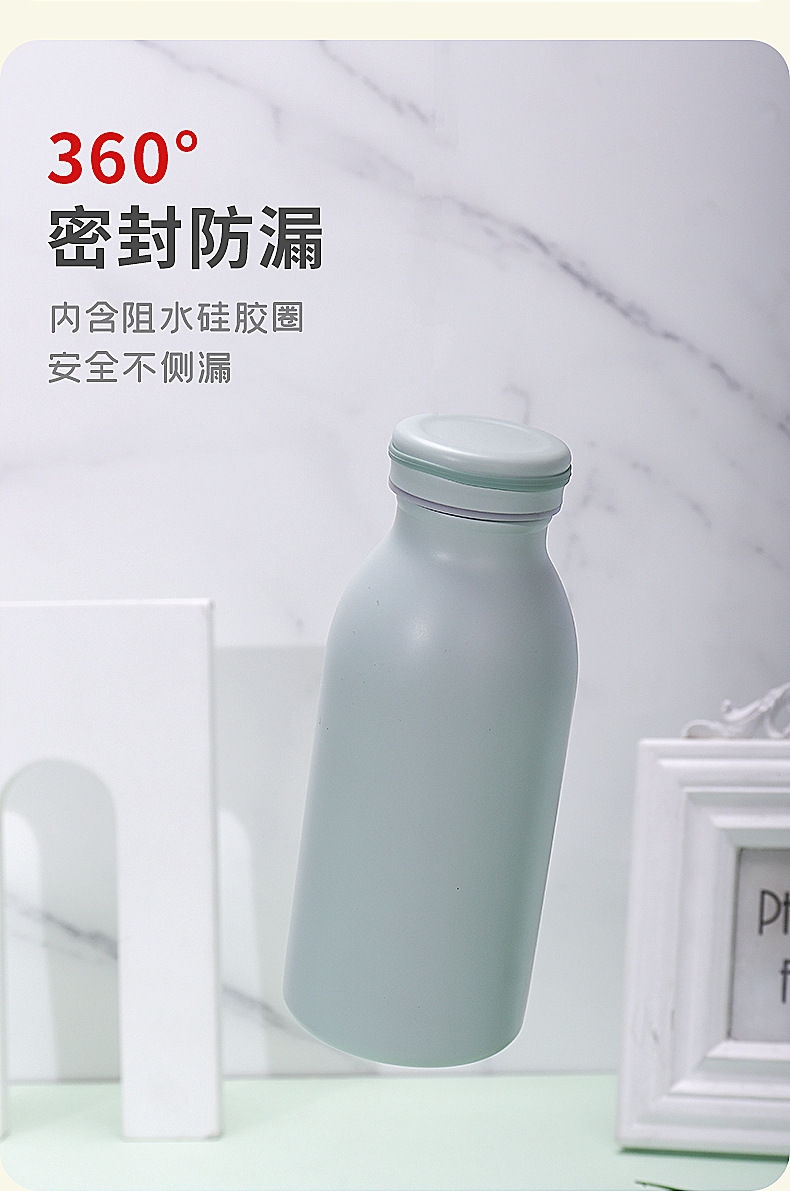 Wholesale of new cross-border stainless steel sports water bottles, creative straight double-layer milk bottles and fashionable vacuum insulated cups pic 6