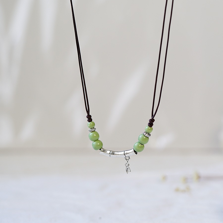 平安是福国潮复古景德镇陶瓷项链女长命锁锁骨链文艺吊坠锁骨链详情14