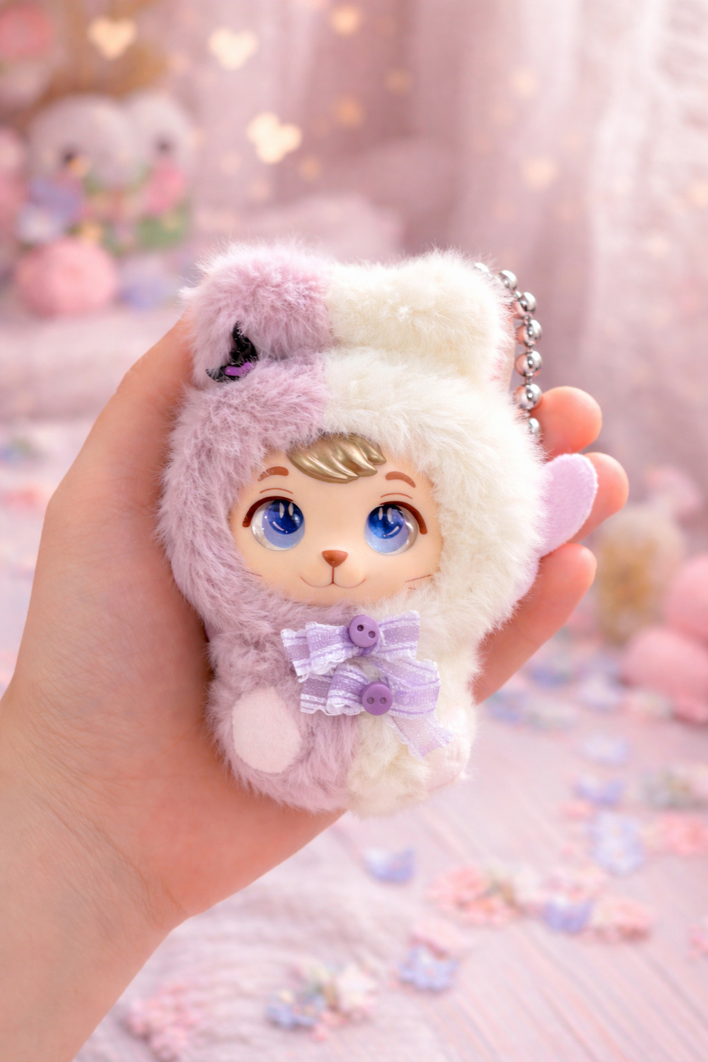 Original rubber face plush keychain pendant, plush doll figurine, birthday gift pic 4