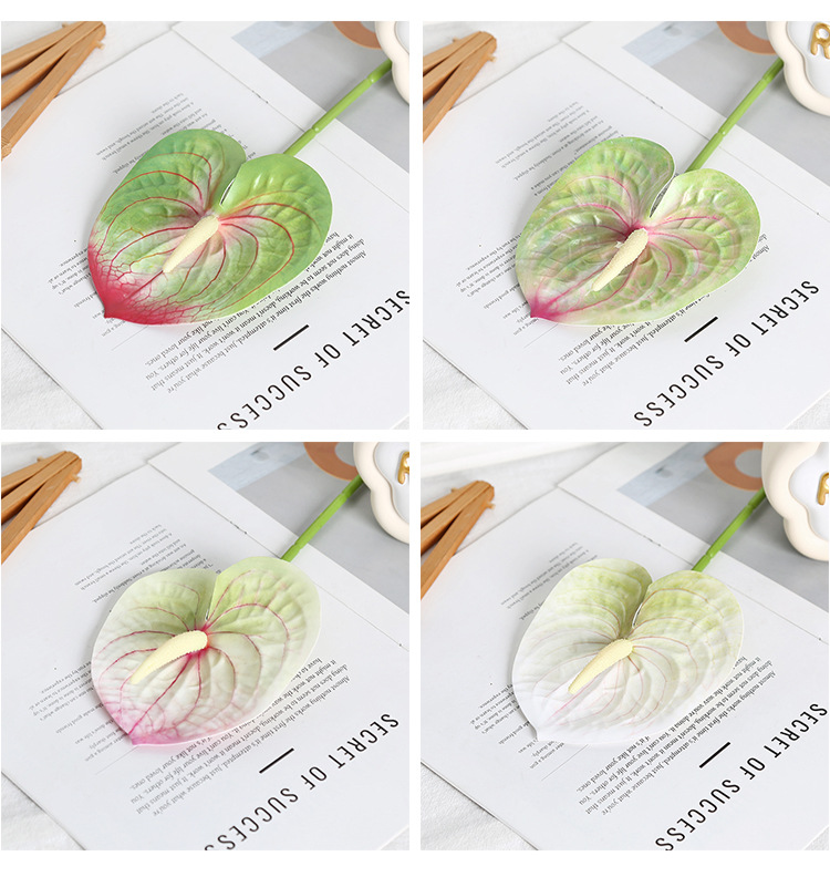 仿真单枝红掌3D打印手感胶片婚庆软装插花火鹤掌工艺品批发仿真花瓣家居装饰详情11