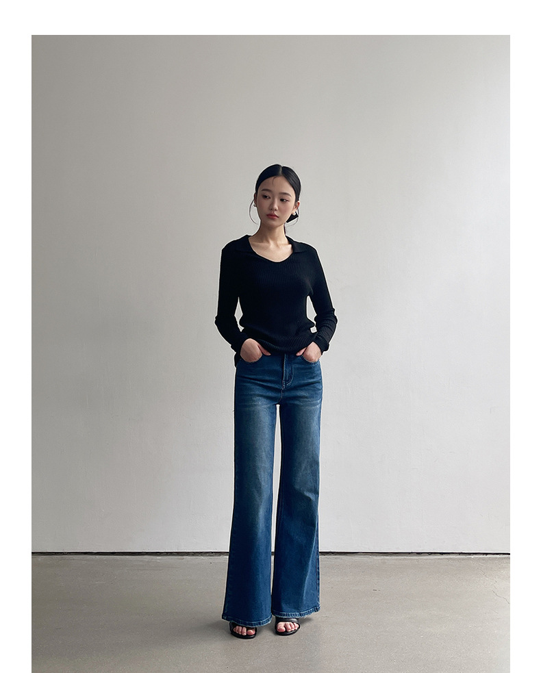 【90s Retro Horn 】 Ge Ming High-waisted slightly flared jeans for Women 2025 Spring New floor-length Pants R155H pic 30