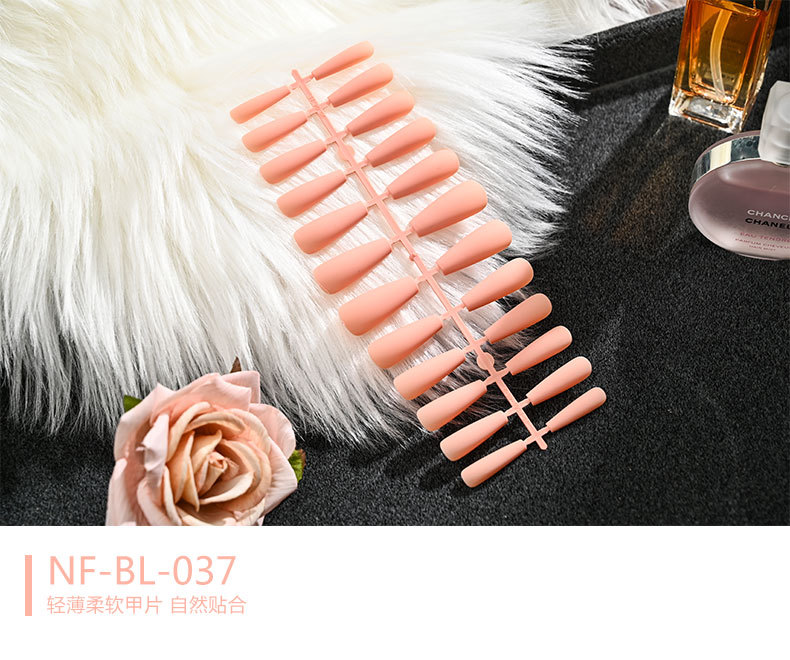 European and American mid-length solid color matte extra-long ballet nail trapezoidal matte wearable nail sheet false nails pic 35