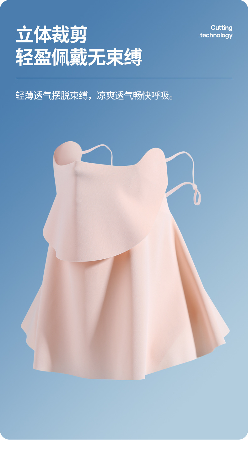 夏季冰丝凉感无痕口罩女护眼角透气防紫外线护颈遮阳脸罩防晒面罩详情18