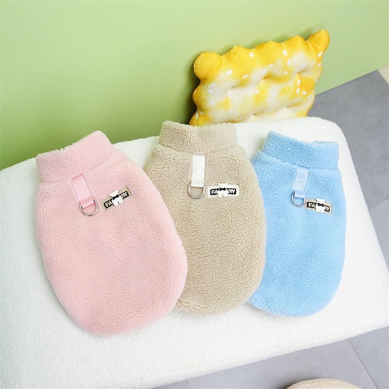 23年秋冬季新款可牵引加厚双层韩系羊羔绒宠物狗狗马甲详情5