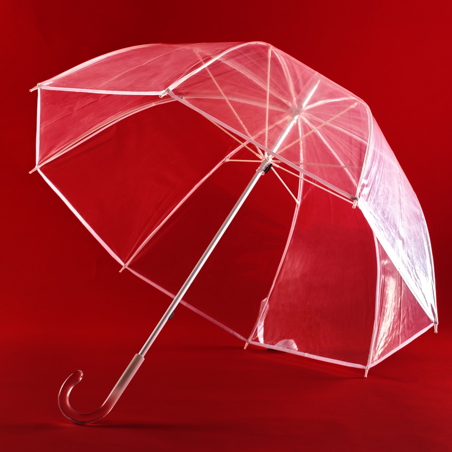 无图案泡泡伞塑料透明伞手动开收铝合金中棒雨伞外贸厂家现货批发详情17