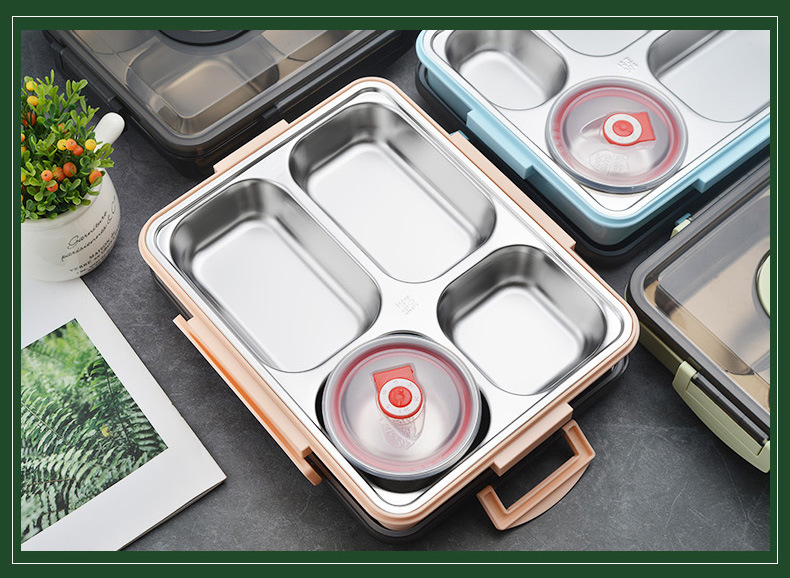 304 stainless steel lunch box, fast food insulated box, office worker and student sealed convenient lunch box, compartmented bento box pic 16