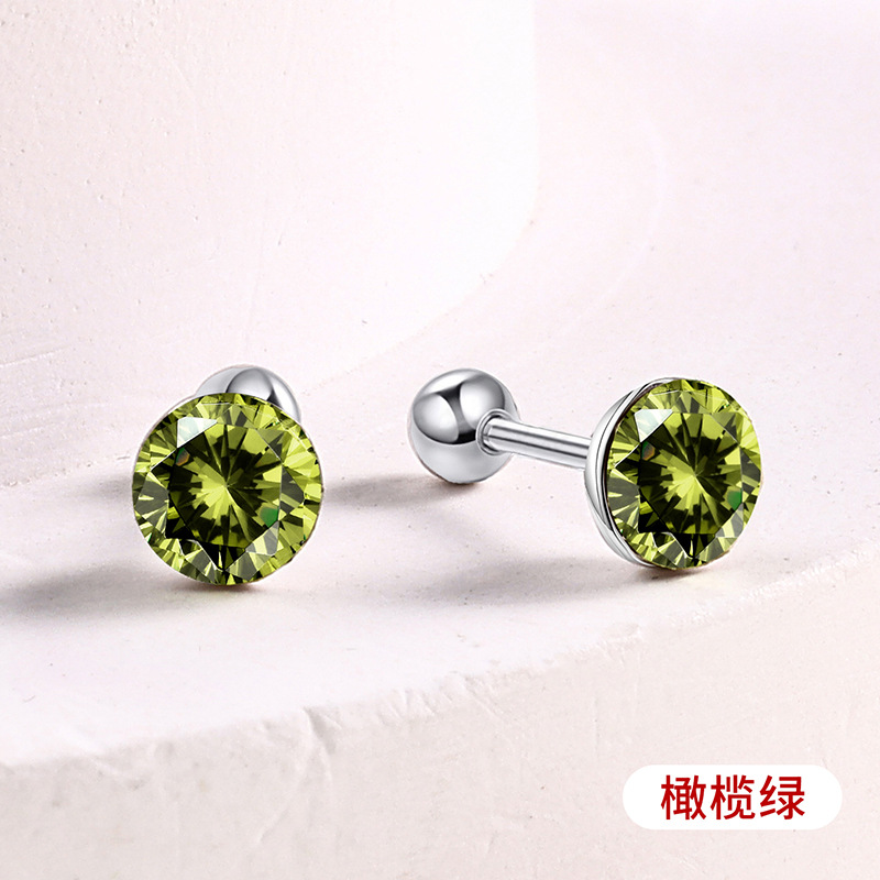 s925通体纯银爆闪施家华子耳钉彩色耳骨钉爆闪螺丝拧扣耳蜗钉耳饰详情17