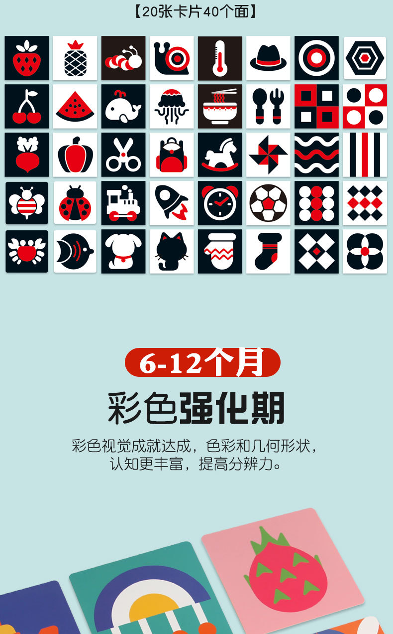 CECPC Black and white color early childhood education cognitive card toys, baby visual stimulation cards, educational and fun toys pic 71