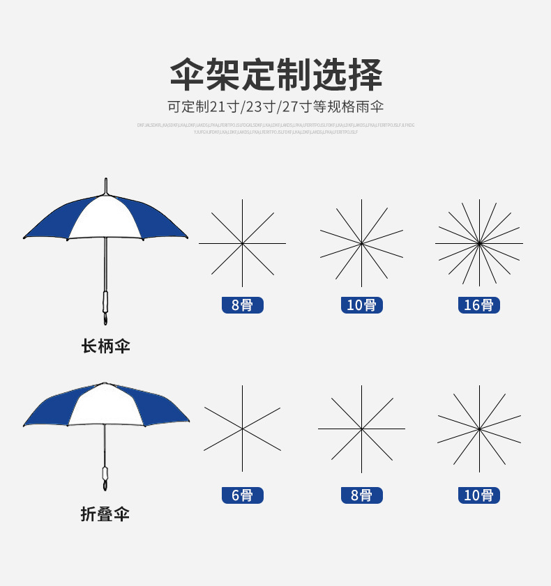 27寸高尔夫伞定制纤维直柄伞印logo半自动晴雨两用伞商务广告雨伞详情16