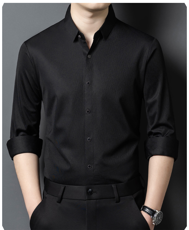 2025年春秋新款印花衬衫男长袖轻熟休闲中年百搭翻领男士衬衫批发详情17