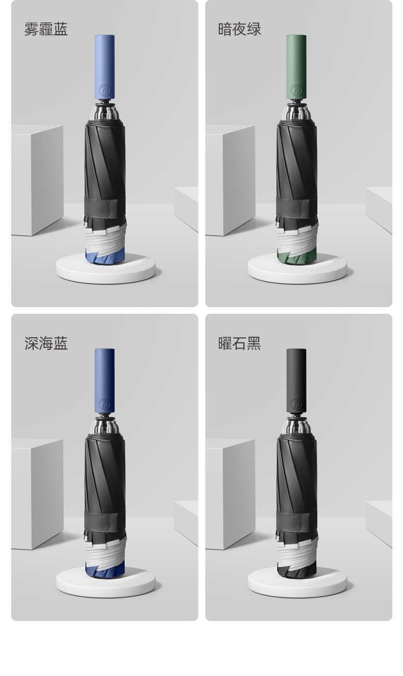 新款10骨大自动防风雨伞配色手柄三折男士商务伞雨伞定logo刻字详情27