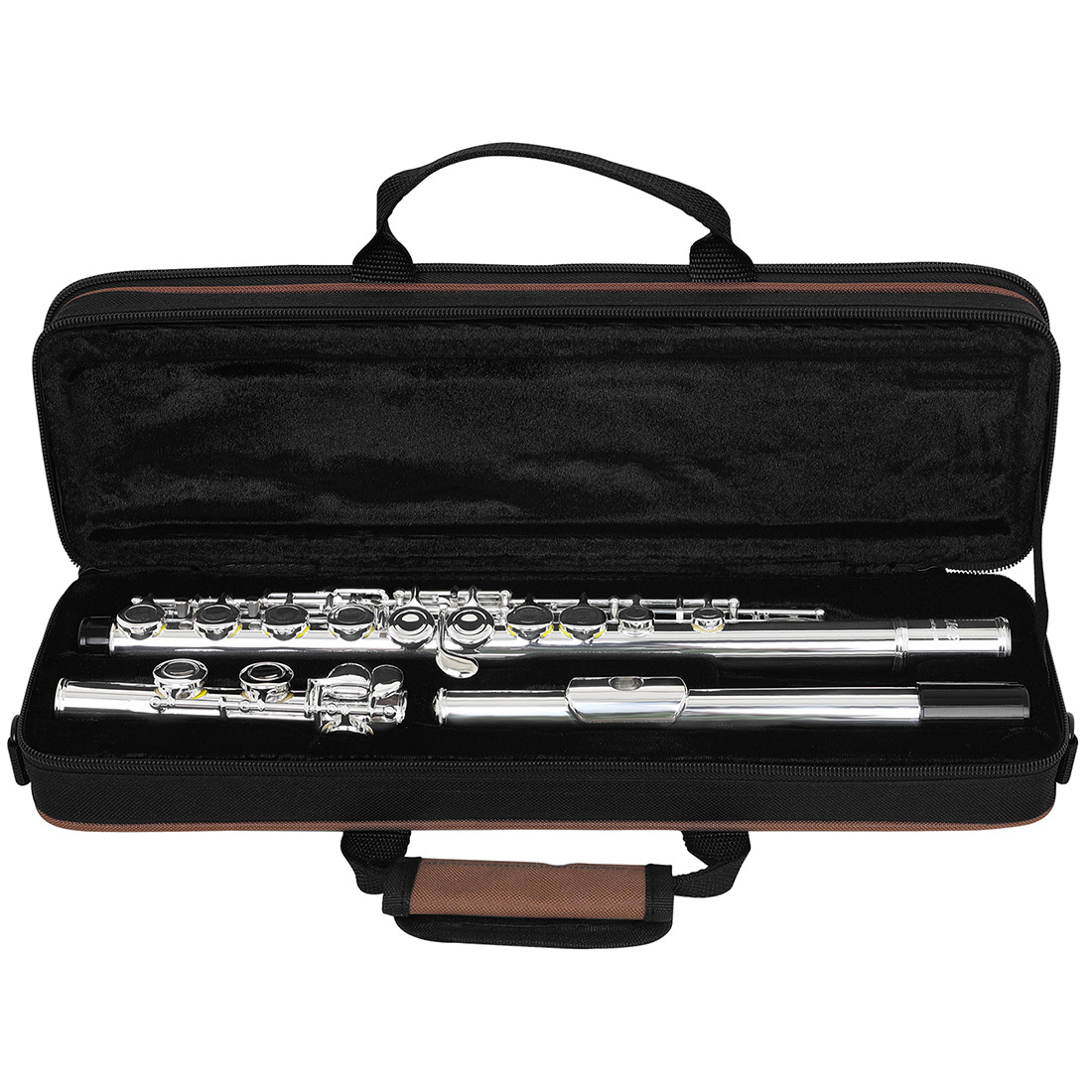 Cross-border silver-plated flute, 16-hole closed-hole C major silver flute, white copper curved flute, professional performance flute pic 8