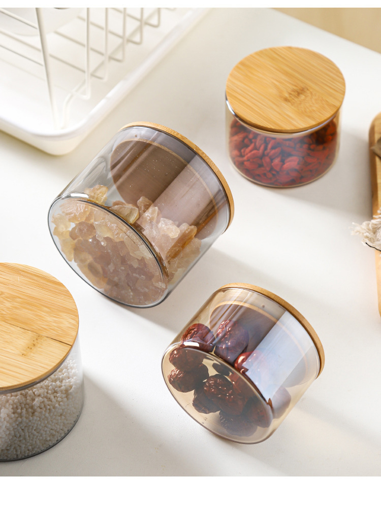 高硼硅透明玻璃密封罐批发花茶迷你大号瓶子食品级储存茶叶储物罐详情17