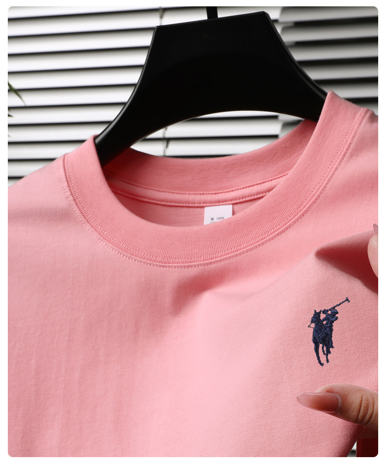 跨境纯棉绣花短袖男士t恤2025夏季新款休闲透气圆领半袖薄款体恤详情22