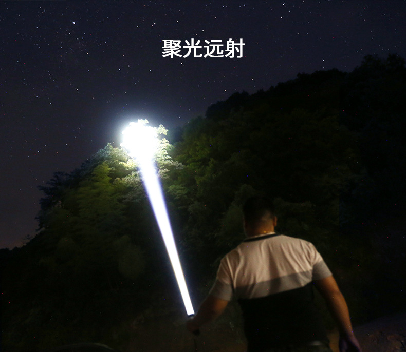 爆款强光手电筒LED多功能小钢炮超亮户外远射变焦Type- c可充电详情5