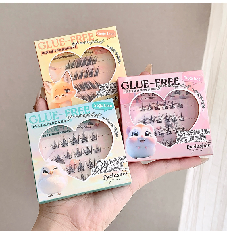 Gege bear, bird and mouse style, glue-free false eyelashes, naturally curled single tuft segmented eyelashes pic 24