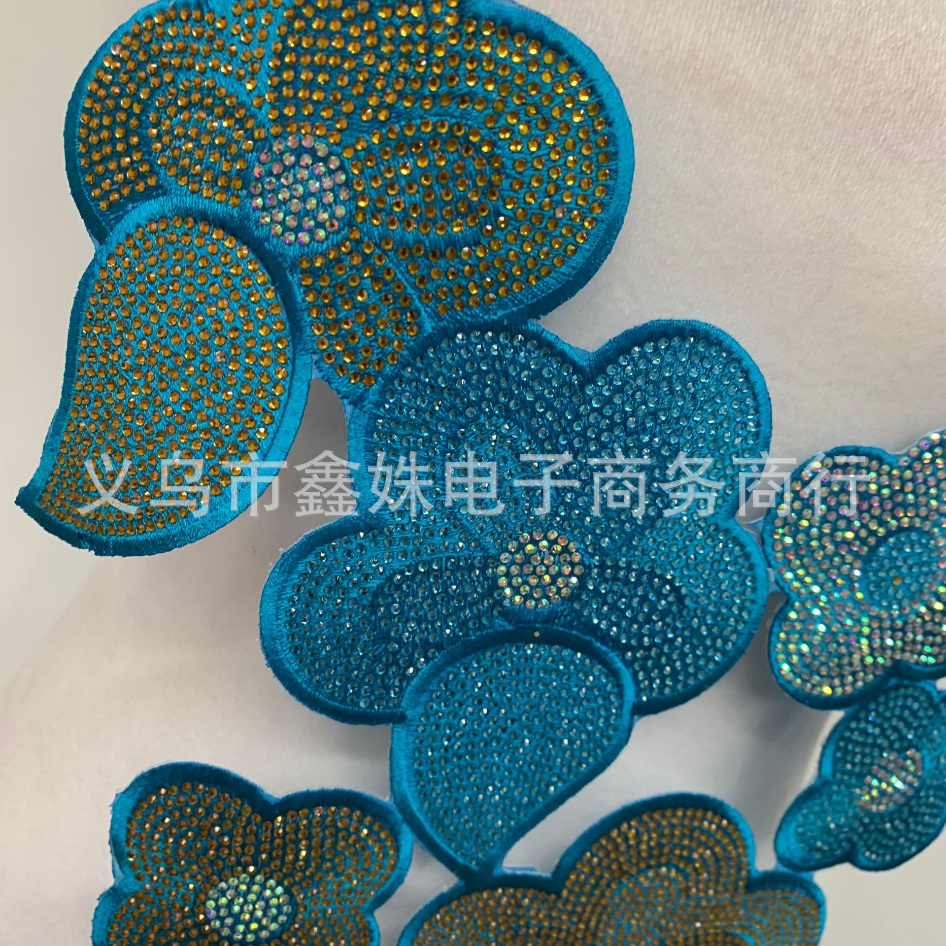 Multi-color adhesive full diamond collar flowers, multi-color large embroidered fabric stickers for stage costumes, opera and animation accessories pic 19