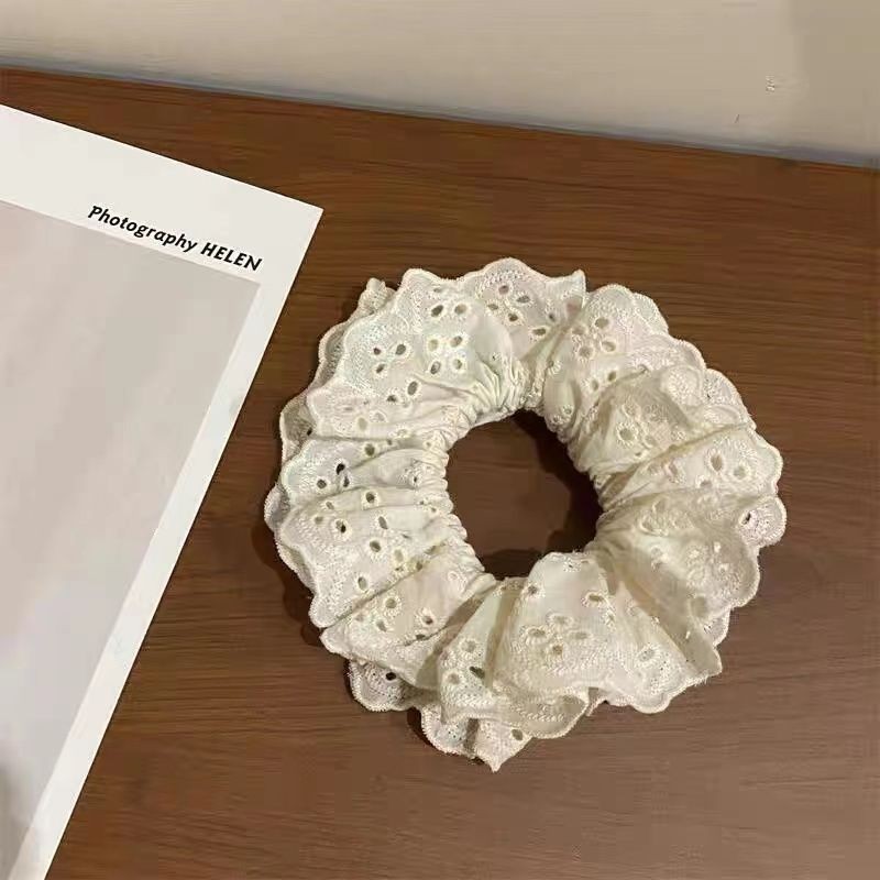 赵露思同款蕾丝大肠发圈超仙镂空花边肥肠发圈复古皮筋头绳发饰女详情6