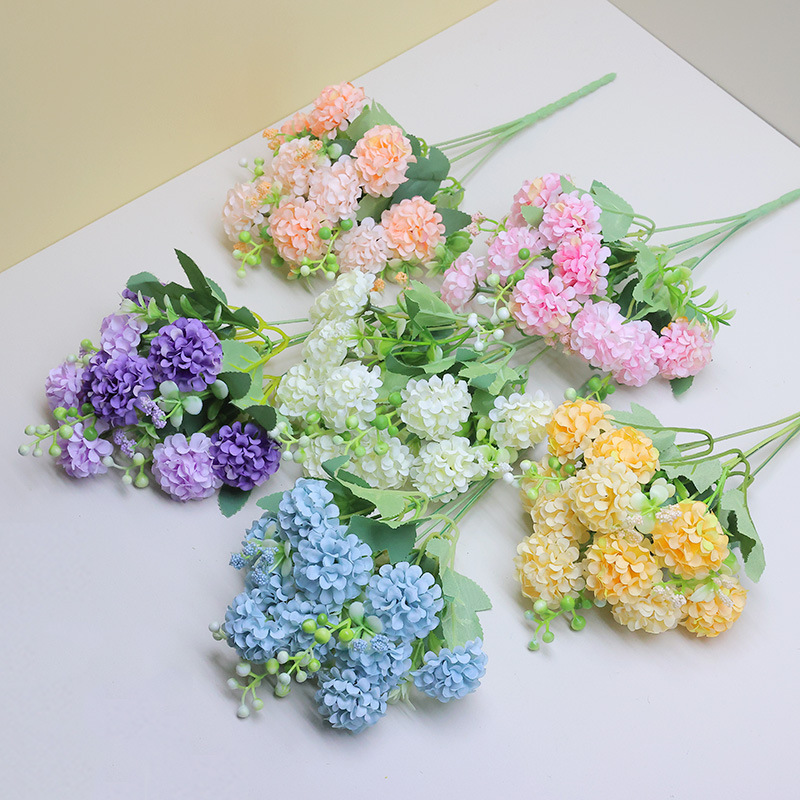家居装饰花束仿真花成品批发婚庆用假花浆果人造绿植绣球塑料花绿意装点详情16
