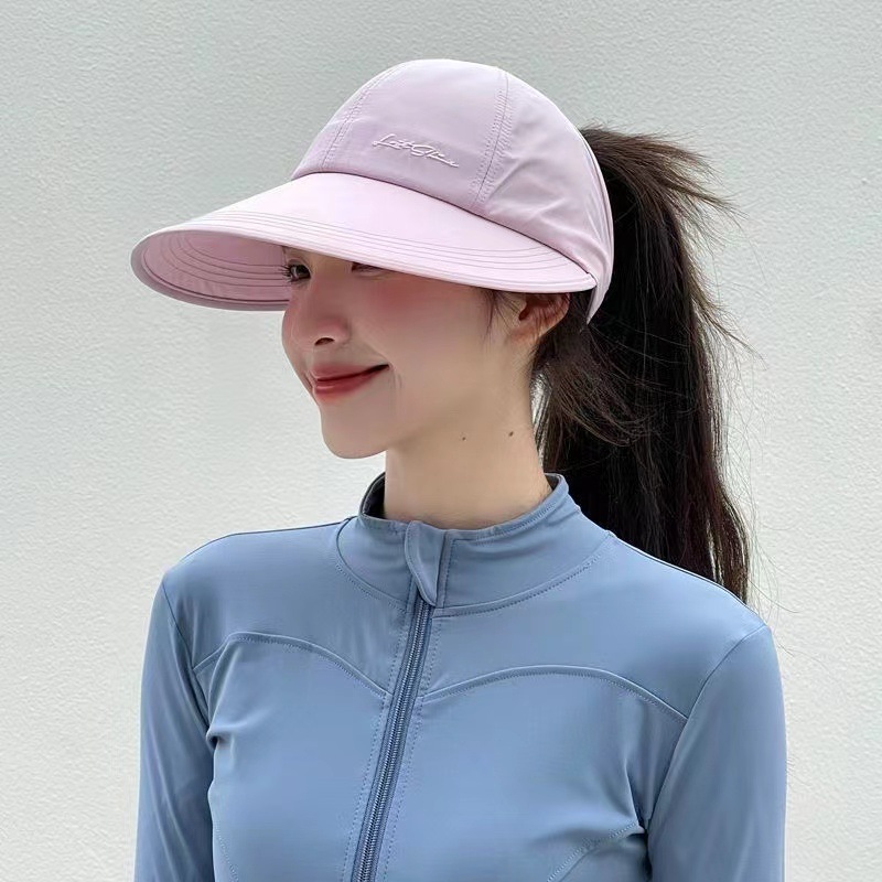 加大帽檐遮阳防晒帽女户外棒球帽男速干鸭舌帽空顶太阳帽可扎马尾详情1