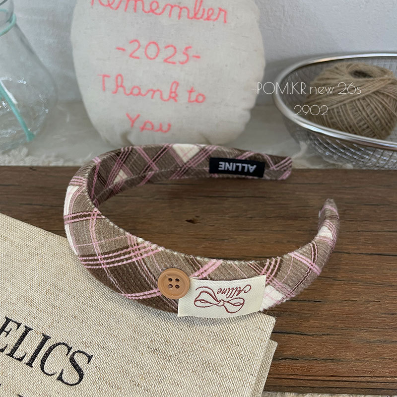 New Korean-style checkered floral sweet hairband, handcrafted fabric, versatile for girls, high headband, hairpin, hair accessory for girls pic 9