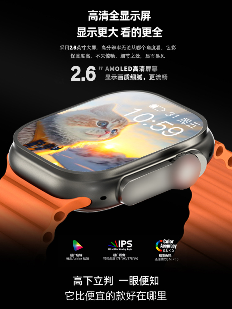跨境amoled屏5G蜂窝版插卡智能手表s9 ultra安卓系统定位电话手表详情9