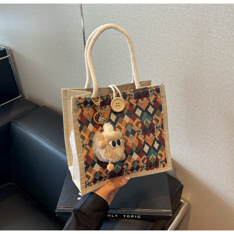 小众高级感防水麻布手提包秋冬季新款伴手礼袋现货批发手拎小挎包详情30