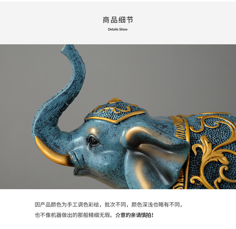 伴手礼情侣大象摆件风水象客厅玄关酒柜工艺品摆设创意家居装饰品详情8