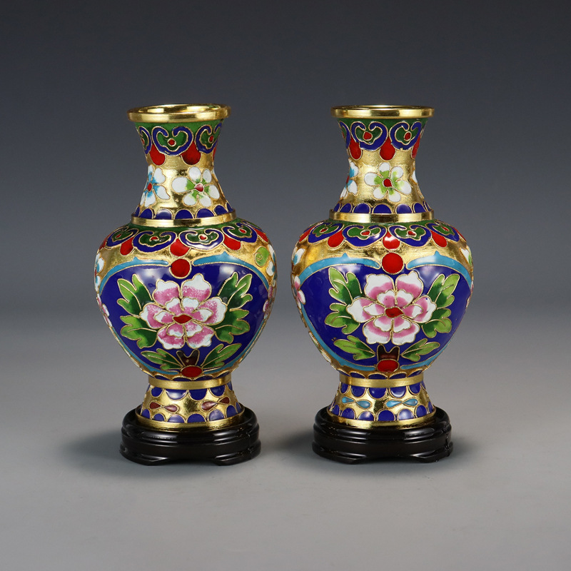 Beijing Jingtai Blue Vase Ornament, craft gift, cloisonne enamel filigree silver blue Flower blooming, auspicious Zhou Ware Lei Vase pic 3