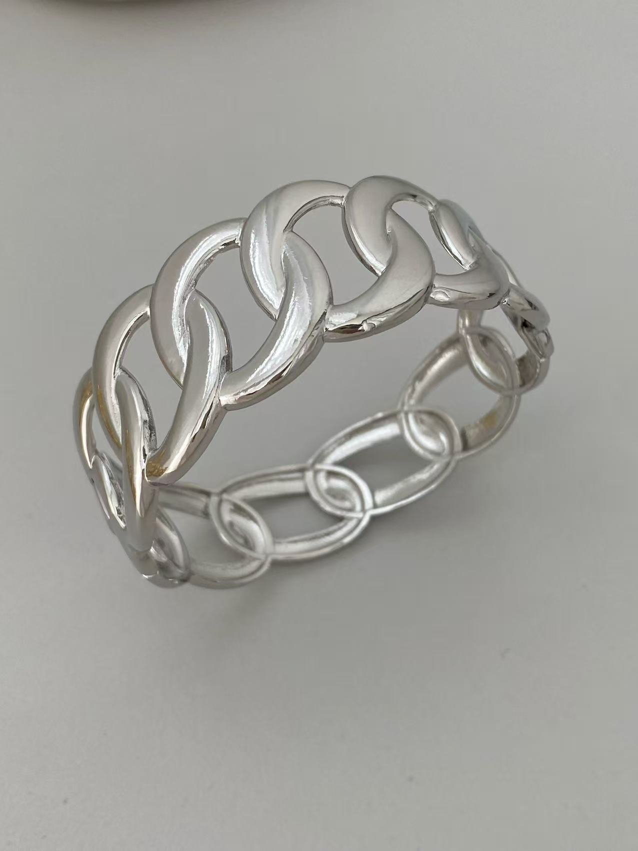 Wholesale of European and American fashion cross-border personality cold style, versatile circle ring wide face bracelet set manufacturer pic 7