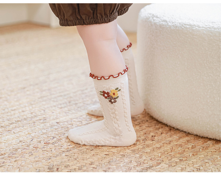 婴儿袜子秋冬木耳边松口不勒女童公主春秋小碎花宝宝无骨中长筒袜详情25