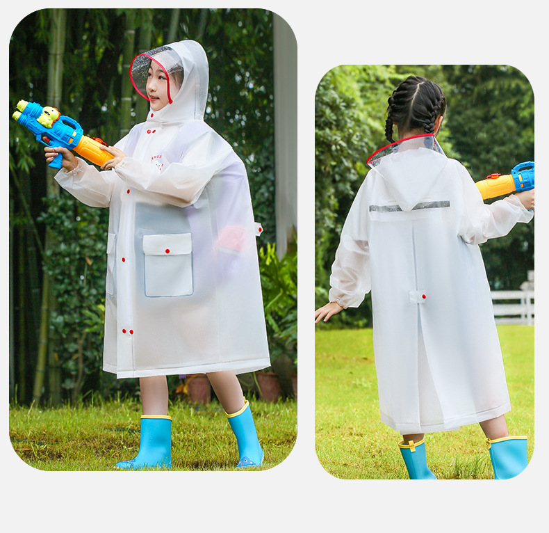 儿童雨衣5-12岁男童女孩上学专用大帽檐全身防雨大书包位连体雨披详情12
