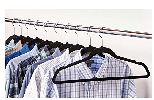 燊宏跨境晾衣架批发45cm黑色black velvet hangers家用植绒详情13