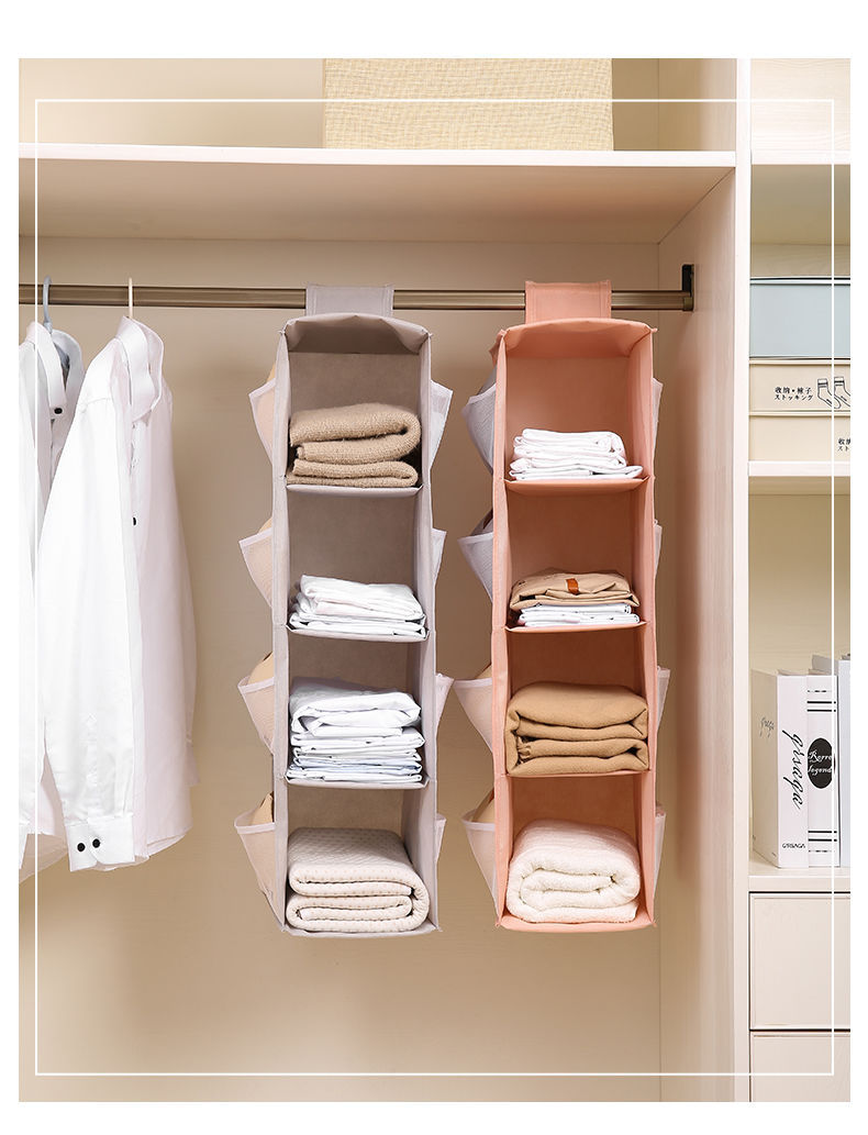 Wardrobe storage hanging bag, three-dimensional hanging multi-functional bag, clothing storage bag, fabric underwear organizing hanging bag pic 13