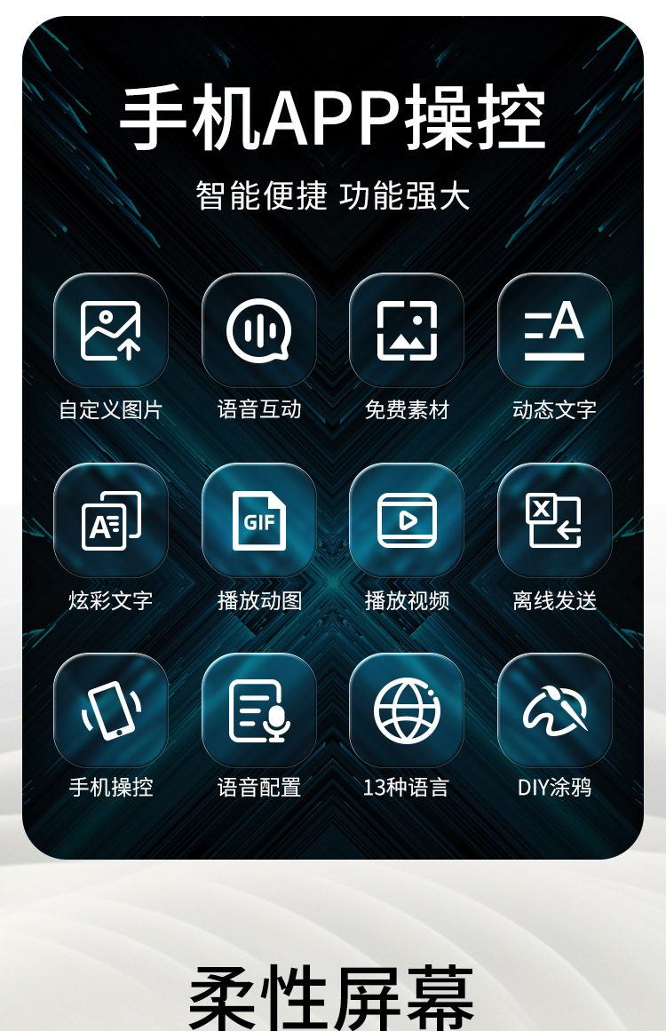 马7柔性led汽车软屏智能车贴车载显示屏车尾屏LED表情屏蓝牙详情3