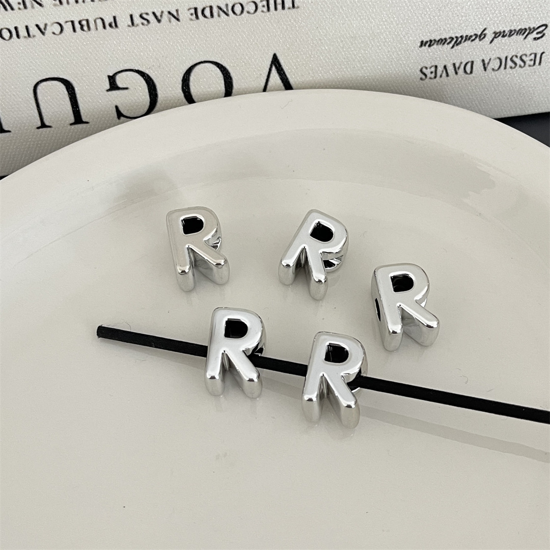 diy acrylic silver large-hole letter beads jewelry accessory package, hanging mobile phone chain accessory, stringing beads, scattering beads pic 23