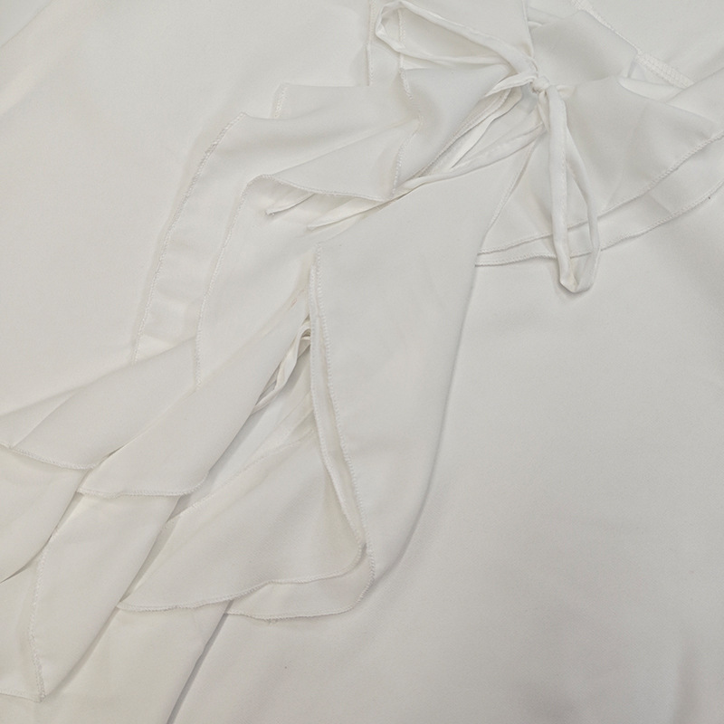 欧美女装2025春夏新品时尚系带设计感开衫荷叶边外搭小披肩衫衬衣详情21