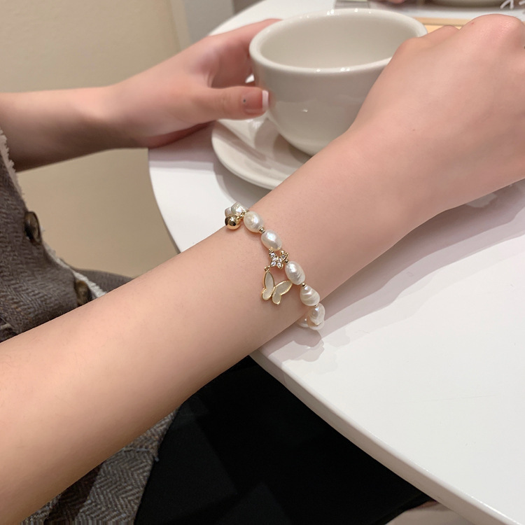 巴洛克淡水珍珠项链女夏气质网红设计感蝴蝶锁骨链不规则珍珠颈链详情23